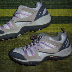 Merrell gray purple lace up sneakers womens 10